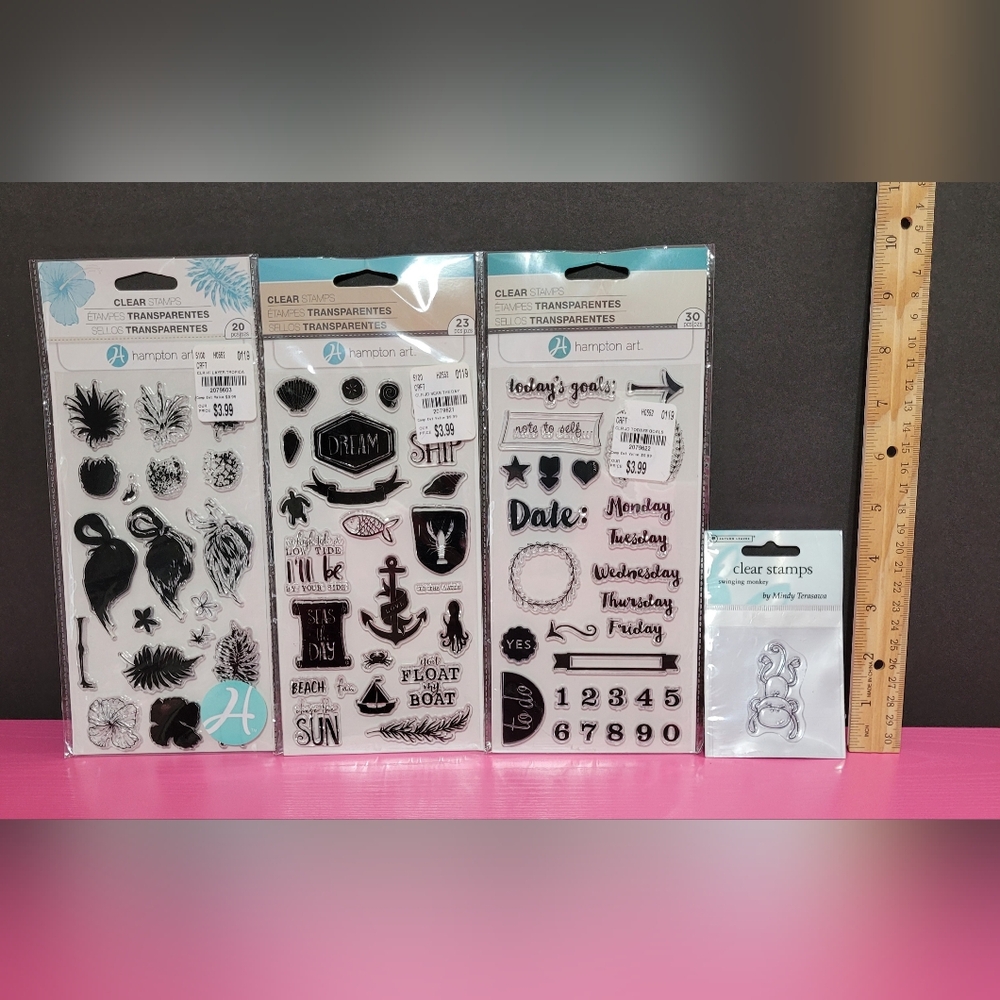 Clear Stamp Sets. Set Of 4. Flamingo Nautical Planner Monkey (0151)